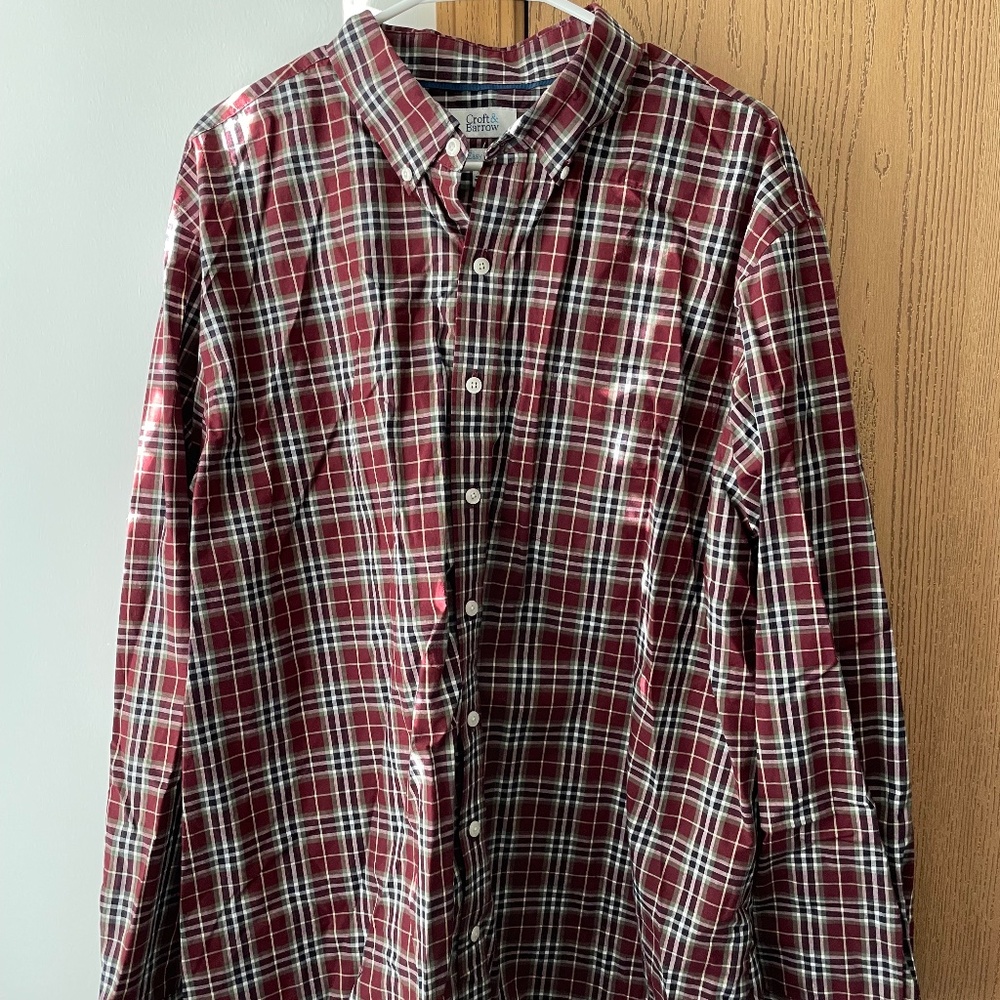 Croft & Barrow Men's long sleeve plaid dress shirt XXL - preowned